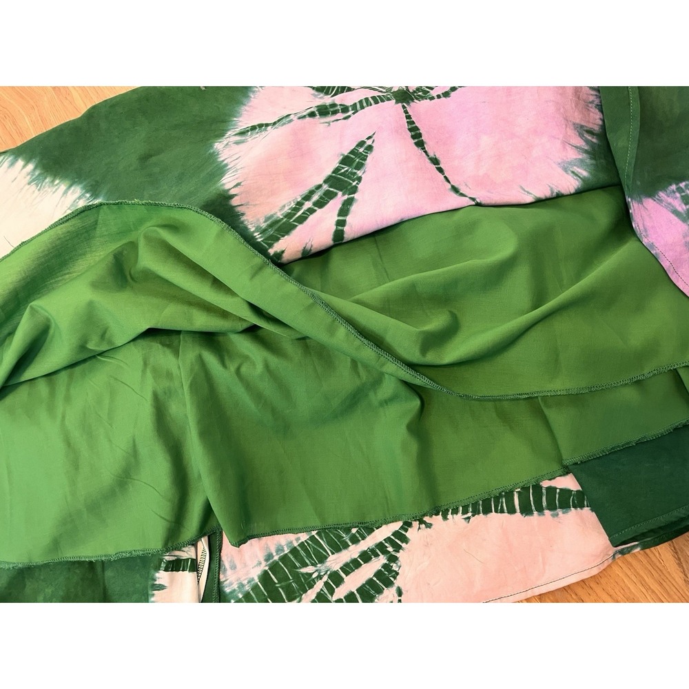 Busayo Belu Tie-Dyed Cotton Chambray Dress Size Large Green Midi Sleeveless‎ - Picture 9 of 10